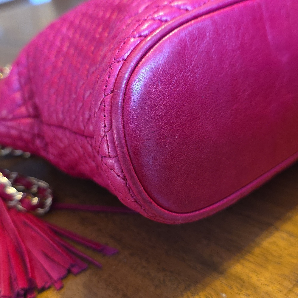 Bally Hot Pink Quilted Leather Shoulder Bag with Gold Chain - Picture 7 of 16